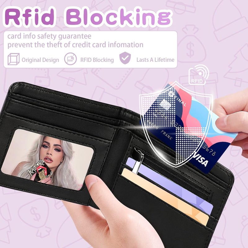 Funermei Cute Wallet for Women Girls Leopard Lip Leather Bifold Wallet Aesthetic Credit Card Holder RFID Blocking Id Cash Slim Small Bi Fold Wallets with Coin Pocket for Teen Little Girl Cool - Image 3
